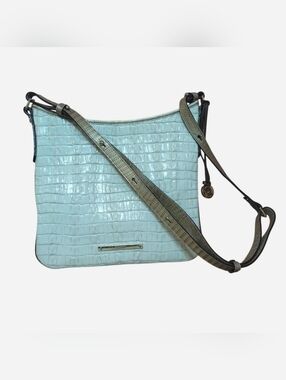 Brahmin Ivory Melbourne Croc-Embossed Crossbody with Adjustable Strap Medium Bag